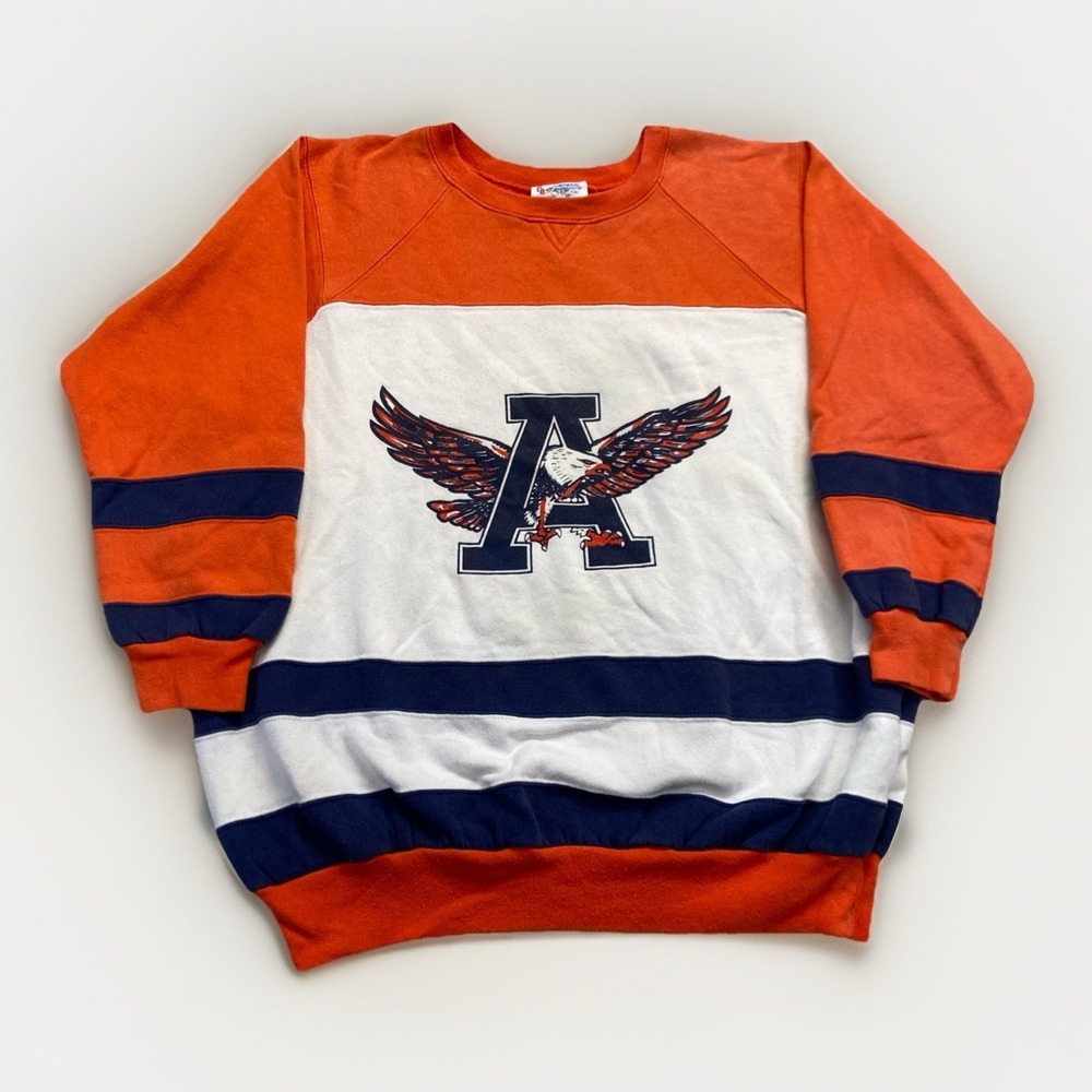 Vintage Auburn Tigers Sweatshirt Mens M Colorblock Fleece 90s Crewneck Pullover